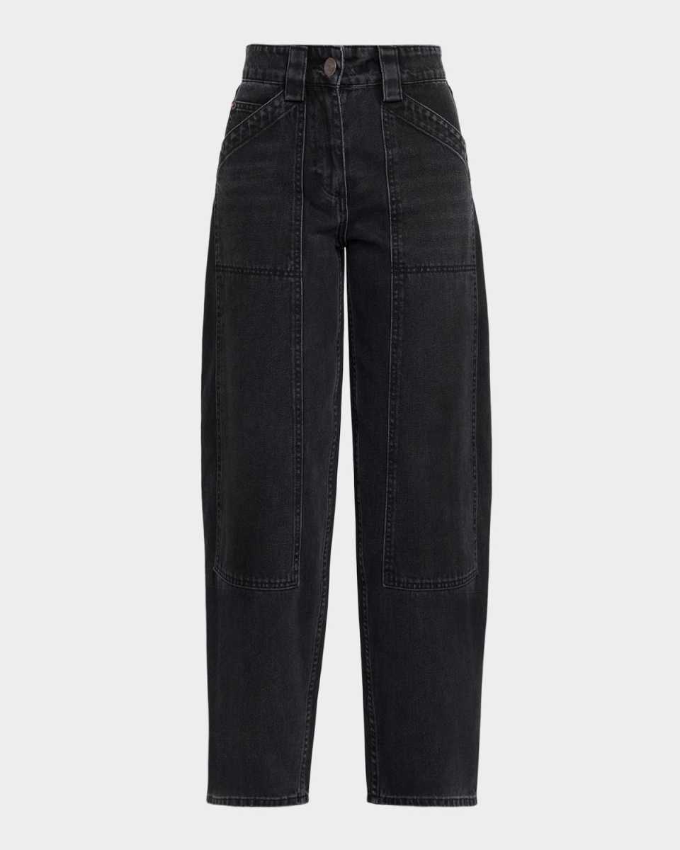 High-Rise Denim Crop Balloon Pants